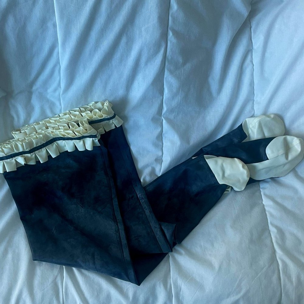 Black and Cream White Frilly Maid Latex Stockings